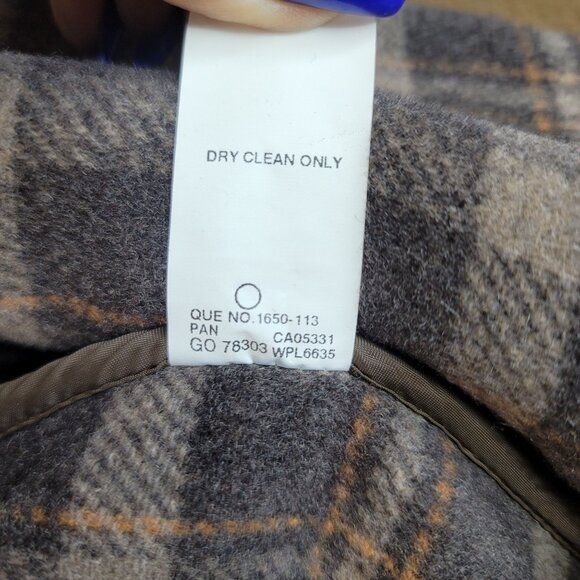 Vintage 90s Woolrich Womens Medium Hooded Fleece Coat Plaid Lined Brown Long New - Picture 8 of 11